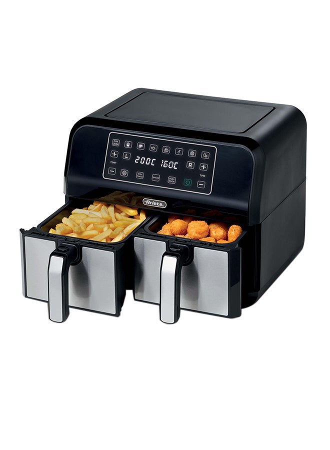 أريتي مقلاة هوائية مزدوجة سعة 9.0 لترات وقوة 1800.0 وات C462500ARAS أسود/فضي 9 L 1800 W C462500ARAS - Image 1