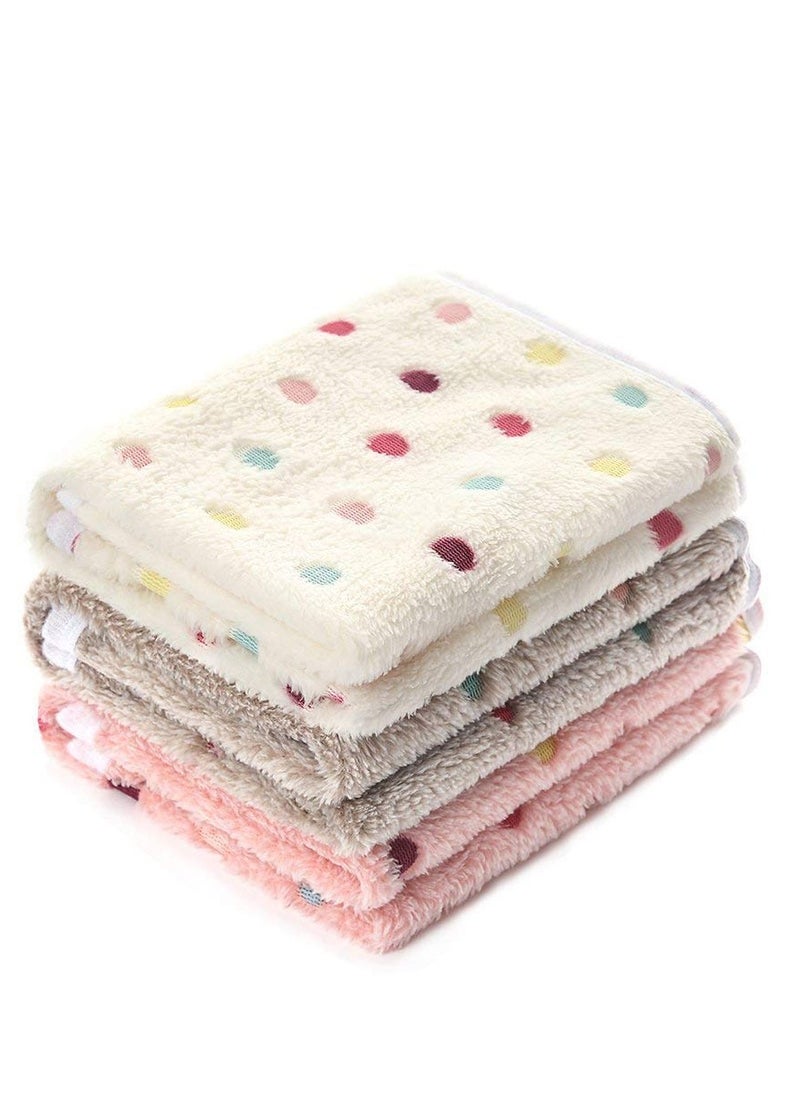 KASTWAVE 3 Blankets Super Soft and Fluffy Quality Wool Pet Blanket Facecloth Blanket for Dogs Puppies Cats Sleeping Blanket (3 Colors, 76x52cm)  - Image 1