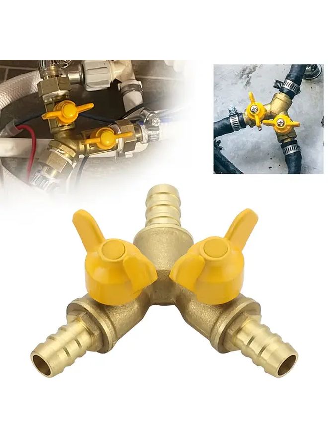 Heavy Duty Brass Y Design Three Way Ball Valve 2 Switch Handles 1pc - Image 5