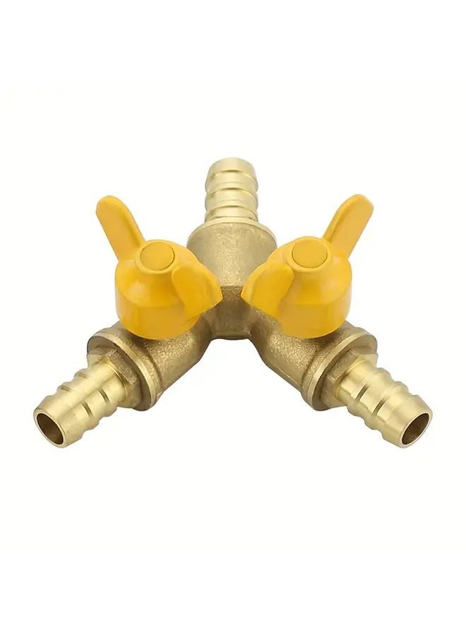 Heavy Duty Brass Y Design Three Way Ball Valve 2 Switch Handles 1pc - Image 1