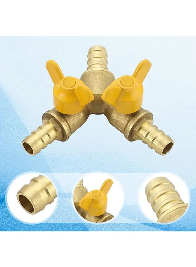 Heavy Duty Brass Y Design Three Way Ball Valve 2 Switch Handles 1pc - Image 2