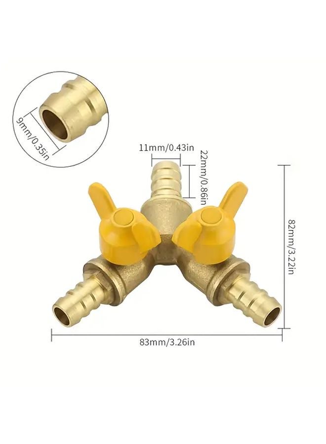 Heavy Duty Brass Y Design Three Way Ball Valve 2 Switch Handles 1pc - Image 3