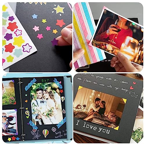 HASTHIP® DIY Scrapbook Photo Album Kit, Anniversary Gift for Couple Special, Our Adventure Scrapbook with Pens, Washi Tapes, Stickers, 60 Pages Hardcover 8.5x11 Inches Scrapbooking Photo Album - Image 5