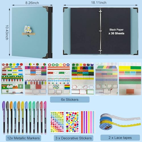 HASTHIP® DIY Scrapbook Photo Album Kit, Anniversary Gift for Couple Special, Our Adventure Scrapbook with Pens, Washi Tapes, Stickers, 60 Pages Hardcover 8.5x11 Inches Scrapbooking Photo Album - Image 2