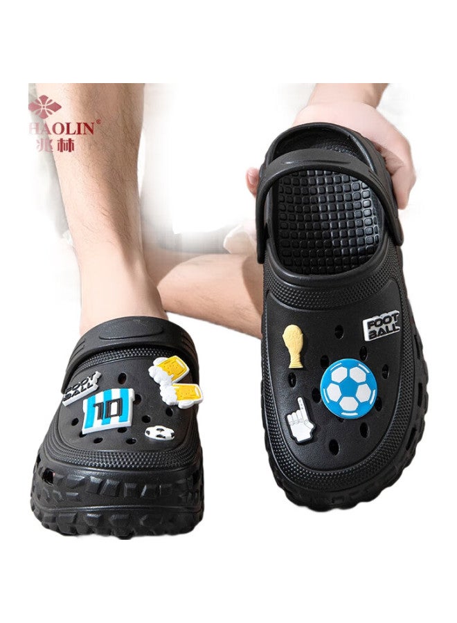 YUZHAOLIN Men'S Outdoor Hollow Shoes Driving Sandals Beach Shoes Toe Slippers Men'S Wear Yf093 Black 40/41 - Image 3