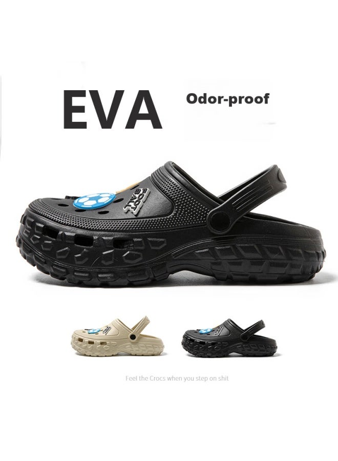 Yuzhaolin Men's Outdoor Hollow Shoes Driving Sandals Beach Shoes Toe Slippers Men's Wear Yf093 Black 40/41 - Image 1