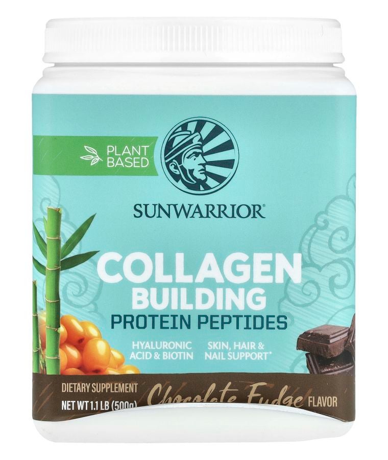 Sunwarrior Collagen Building Protein Peptides Chocolate Fudge 1.1 lb (500 g)
