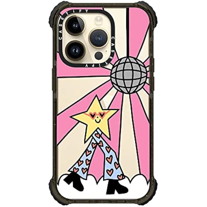 Casetify Ultra Impact iPhone 14 Pro Case 【5X Military Grade Drop Tested / 11.5ft Drop Protection】 - Disco Star Girl - Glossy Black - Image 4
