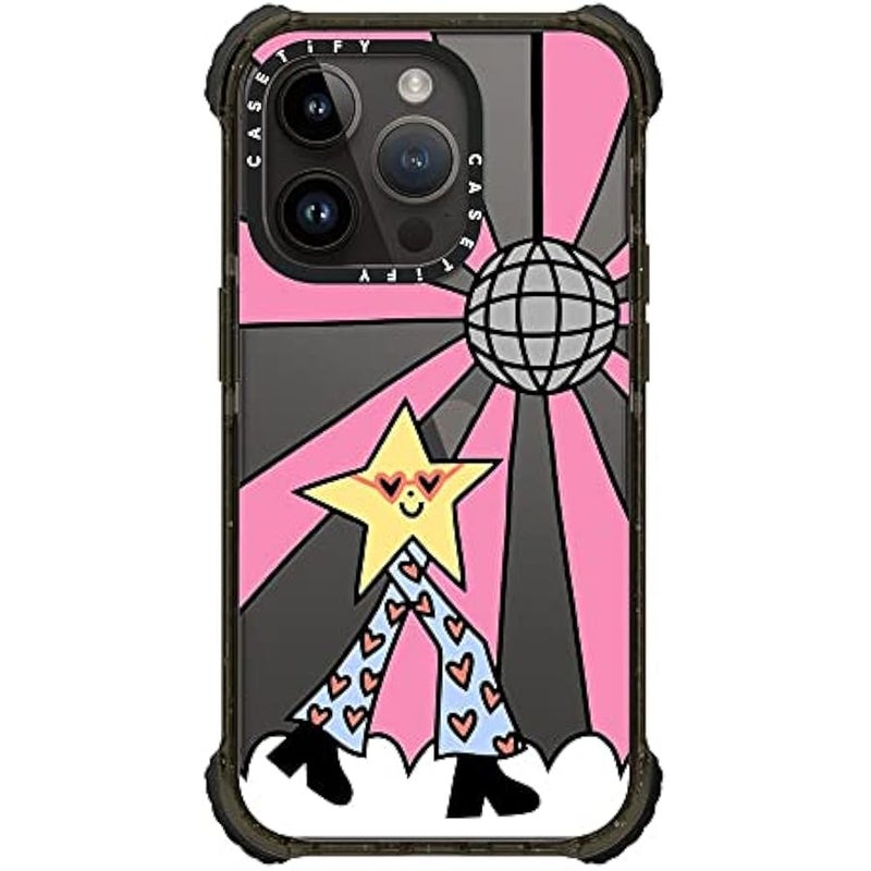 Casetify Ultra Impact iPhone 14 Pro Case 【5X Military Grade Drop Tested / 11.5ft Drop Protection】 - Disco Star Girl - Glossy Black - Image 3