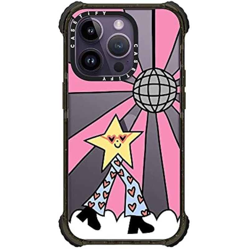 Casetify Ultra Impact iPhone 14 Pro Case 【5X Military Grade Drop Tested / 11.5ft Drop Protection】 - Disco Star Girl - Glossy Black - Image 1