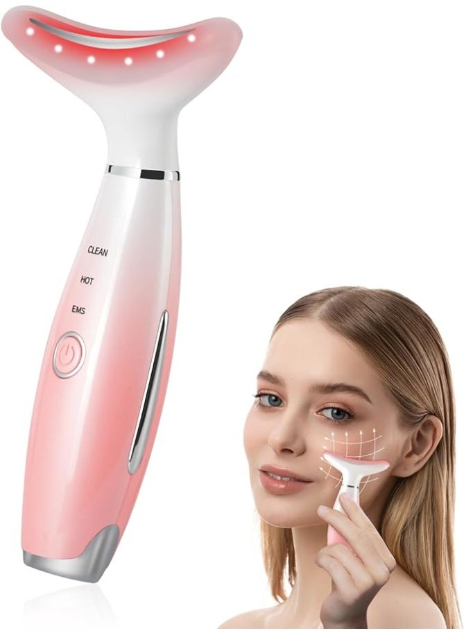 Electric Facial Massager & Neck Lifting Device - EMS Microcurrent Therapy with Heat - 7 LED Light Modes & 3 Massage Settings for Anti-Aging, Skin Tightening & Rejuvenation - Image 1