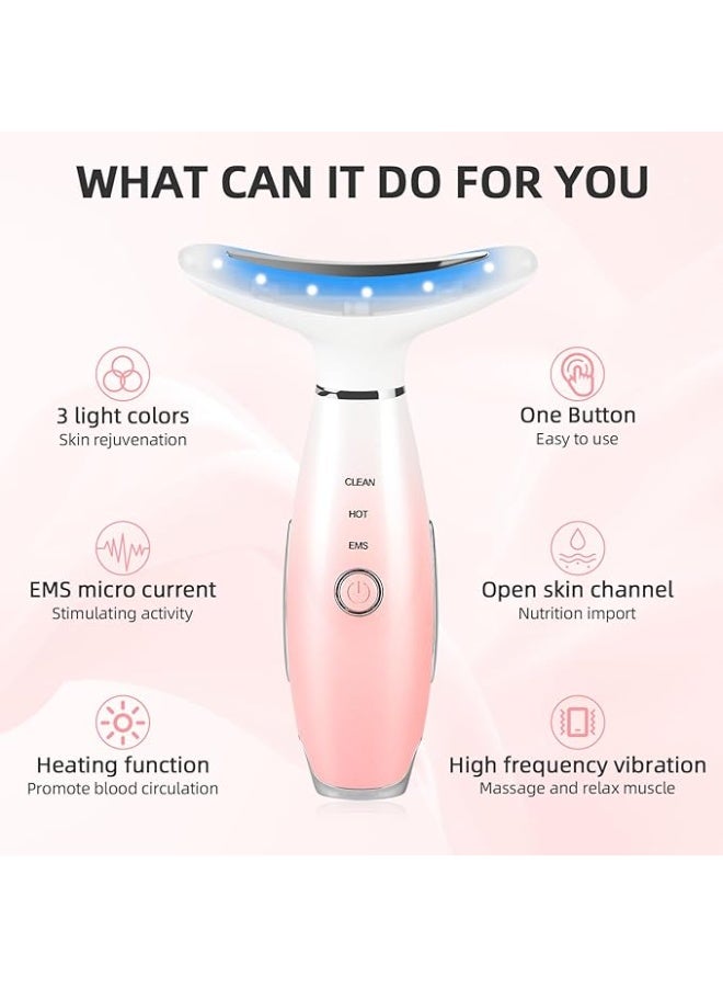 Electric Facial Massager & Neck Lifting Device - EMS Microcurrent Therapy with Heat - 7 LED Light Modes & 3 Massage Settings for Anti-Aging, Skin Tightening & Rejuvenation - Image 4