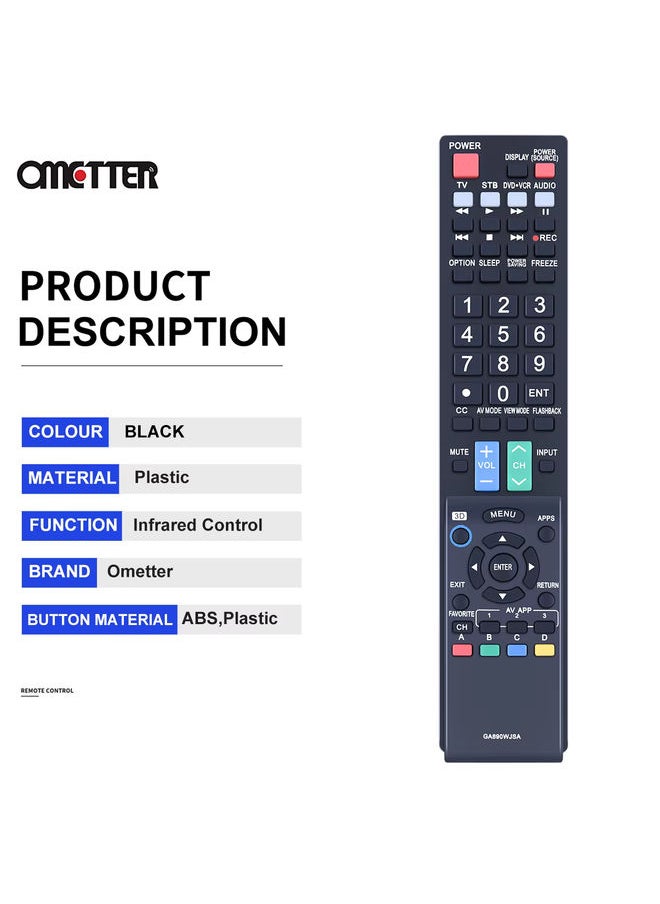 OMETTER - GA890WJSA for Sharp LCD TV Remote Control LC80LE650 LC80LE650U LC80LE632U LC80LE633U LC80LE657U LC80LE844U LC70C7500U LC70LE640 - Image 1