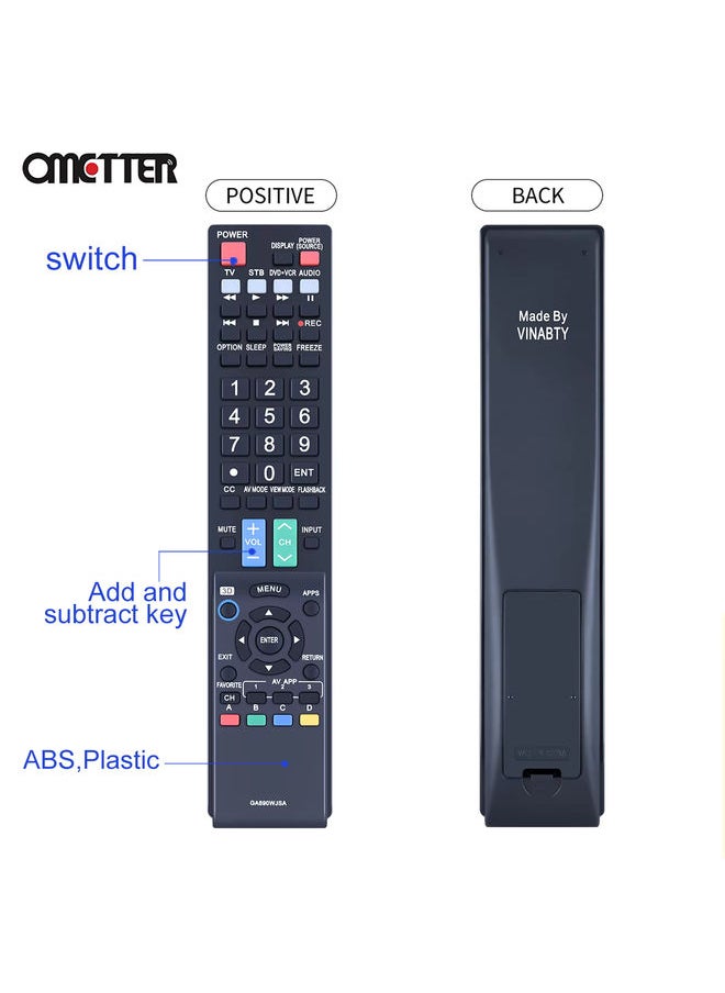 OMETTER - GA890WJSA for Sharp LCD TV Remote Control LC80LE650 LC80LE650U LC80LE632U LC80LE633U LC80LE657U LC80LE844U LC70C7500U LC70LE640 - Image 1