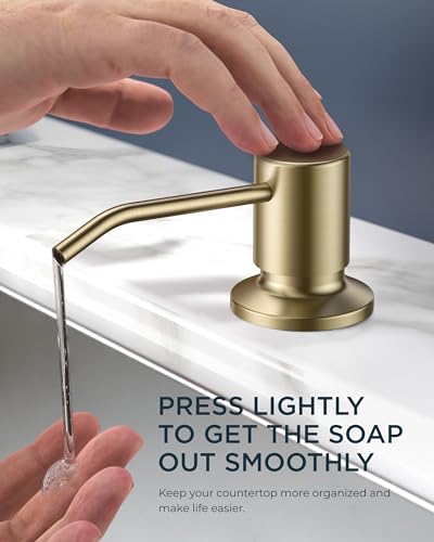 FORIOUS Gold Kitchen Faucet with Soap Dispenser and Pull Down Sprayer, Bar High Arc Single Handle Classic 3 Modes Stainless Steel Faucet for Kitchen Sink Farmhouse RV Laundry Camper - Image 4