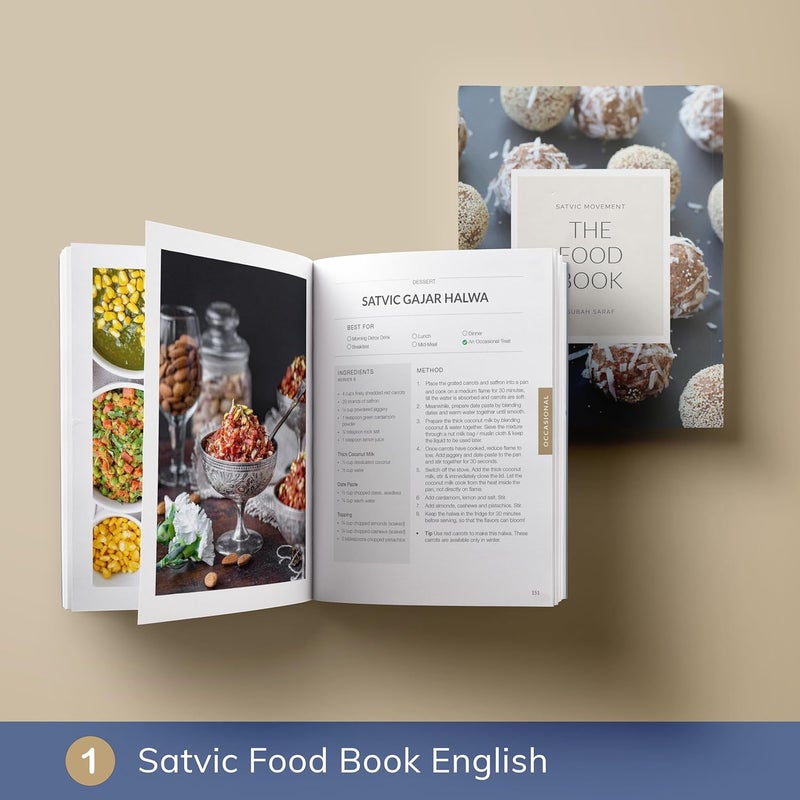كتاب الطعام ساتفيك (بالإنجليزية) | حركة ساتفيك | مجموعة من 3 كتب في السلسلة | كتاب الطعام ساتفيك-1 | كتاب الطعام ساتفيك-2 | كتاب الطعام الهندي ساتفيك - Image 2