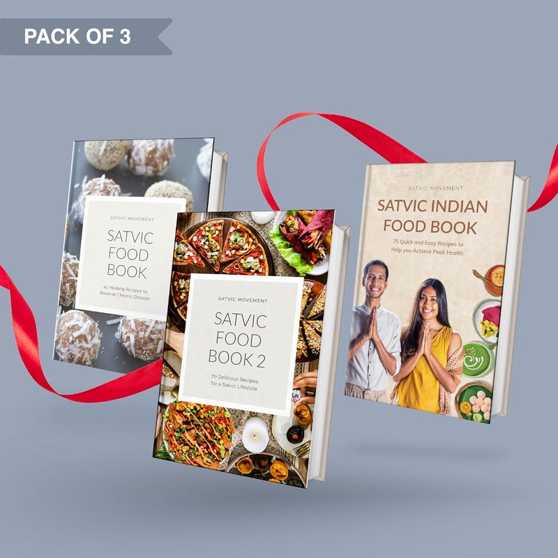 كتاب الطعام ساتفيك (بالإنجليزية) | حركة ساتفيك | مجموعة من 3 كتب في السلسلة | كتاب الطعام ساتفيك-1 | كتاب الطعام ساتفيك-2 | كتاب الطعام الهندي ساتفيك - Image 1