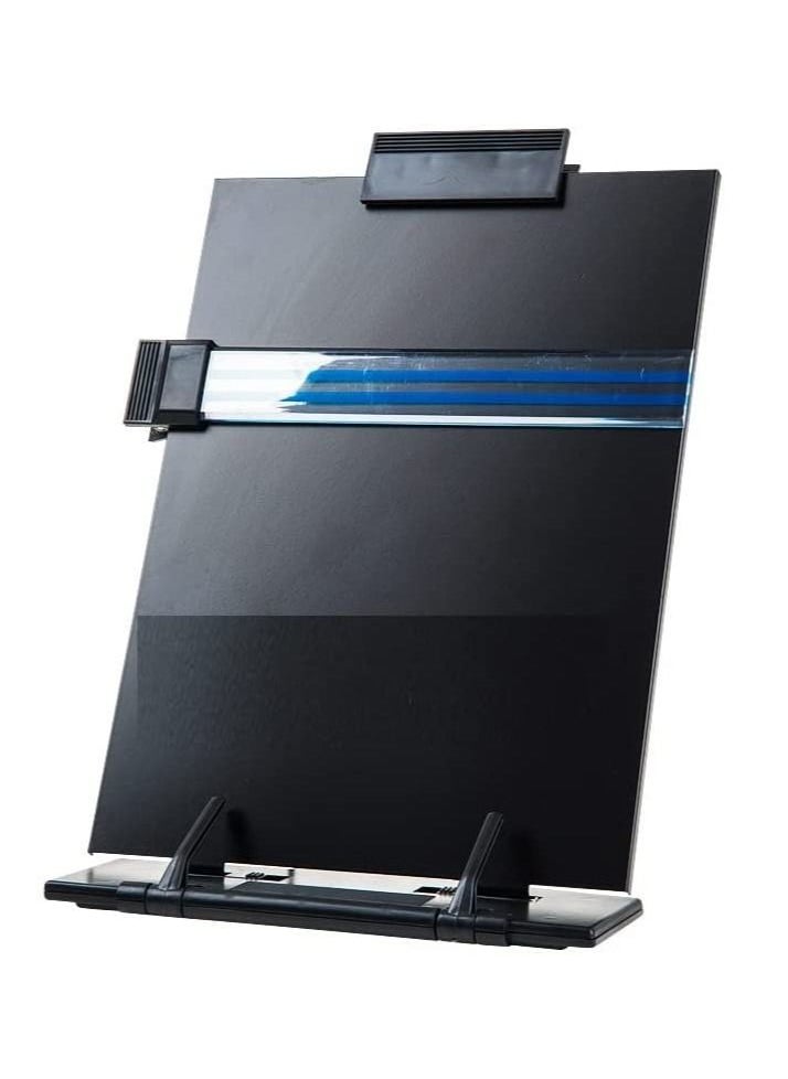 Rubik - Copy Paper Holder Stand (Metal) with Adjustable Clip and Line Guide for Reading Typing, Desktop Stand for A4 Legal Size Documents Copyholder Multiple Viewing Positions Black - Image 1