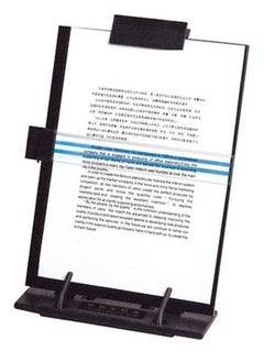 Copy Paper Holder Stand (Metal) with Adjustable Clip and Line Guide for Reading Typing, Desktop Stand for A4 Legal Size Documents Copyholder Multiple Viewing Positions Black