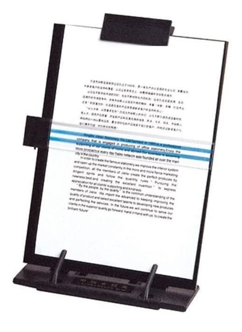 Rubik - Copy Paper Holder Stand (Metal) with Adjustable Clip and Line Guide for Reading Typing, Desktop Stand for A4 Legal Size Documents Copyholder Multiple Viewing Positions Black - Image 1