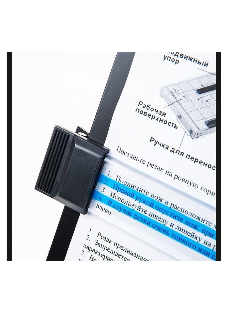 Rubik - Copy Paper Holder Stand (Metal) with Adjustable Clip and Line Guide for Reading Typing, Desktop Stand for A4 Legal Size Documents Copyholder Multiple Viewing Positions Black - Image 1