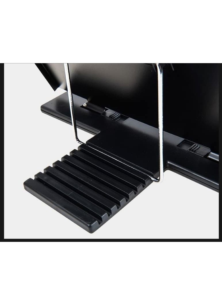 Rubik - Copy Paper Holder Stand (Metal) with Adjustable Clip and Line Guide for Reading Typing, Desktop Stand for A4 Legal Size Documents Copyholder Multiple Viewing Positions Black - Image 1
