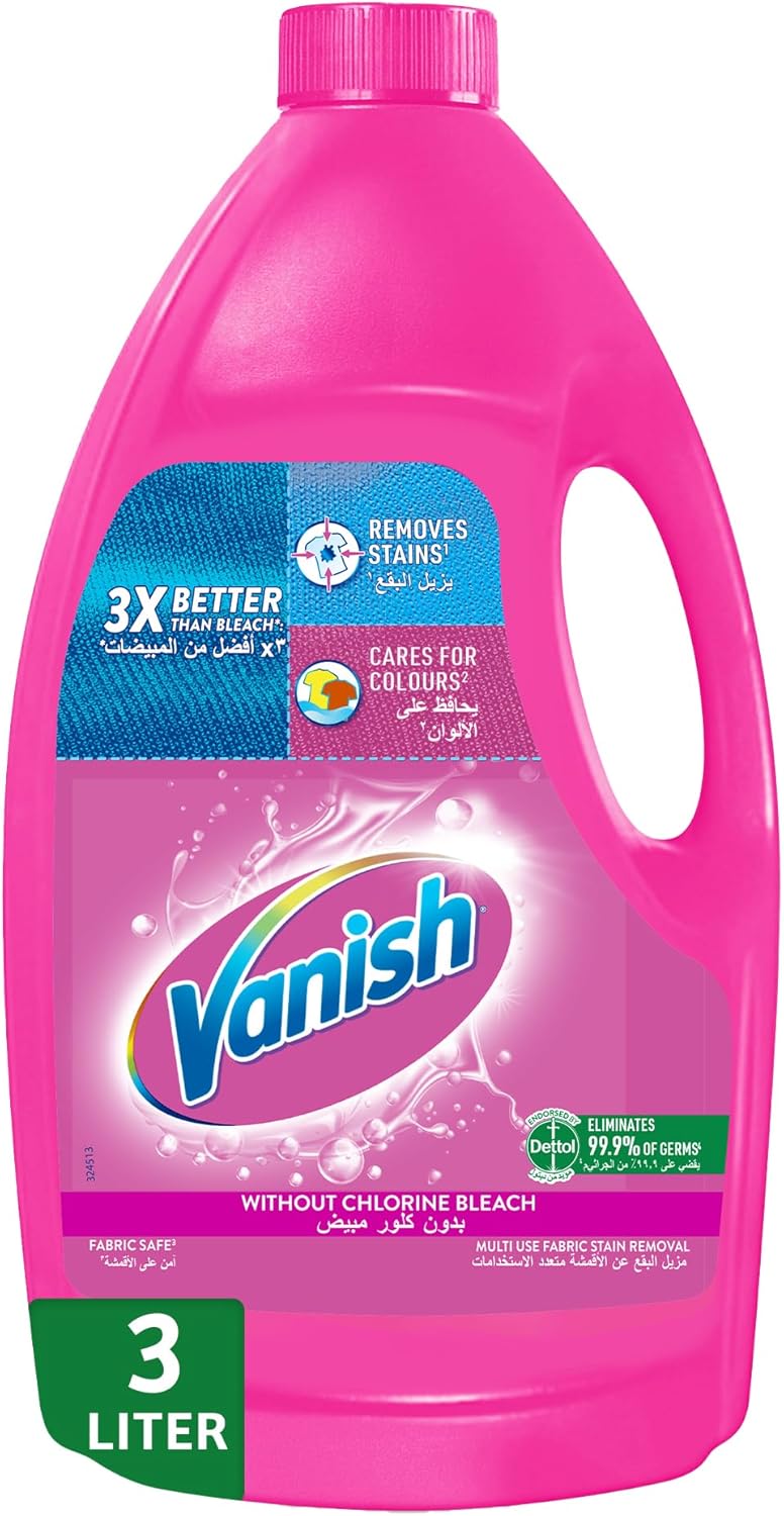 Vanish مزيل بقع الأقمشة السائل فانيش 3 لتر للملابس الملونة والبيضاء - Image 1