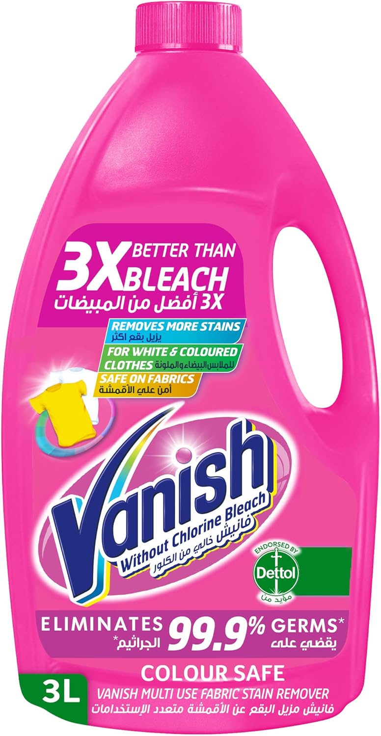 Vanish مزيل بقع الأقمشة السائل فانيش 3 لتر للملابس الملونة والبيضاء - Image 4