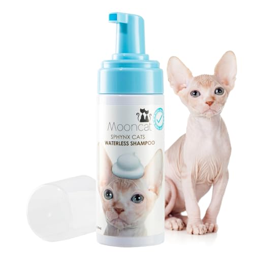 Mooncat Sphynx Cat Waterless Shampoo, Vet Approved No-Rinse Foam for Oily, Sensitive Skin & Wrinkles - Gentle, Hypoallergenic Formula for Hairless Cats, Deep Cleans & Moisturizes - Image 1