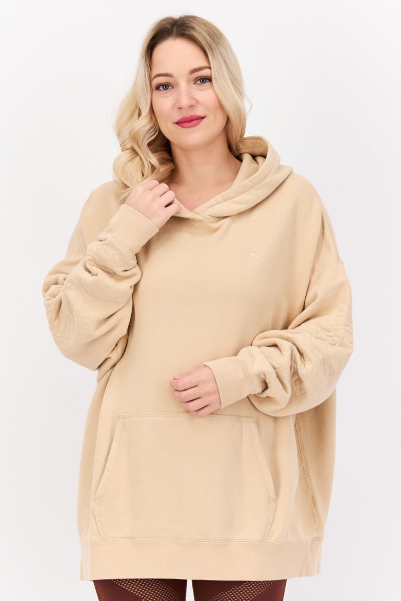 PUMA Women Sportswear Fit Training Hoodie, Beige  - Image 1