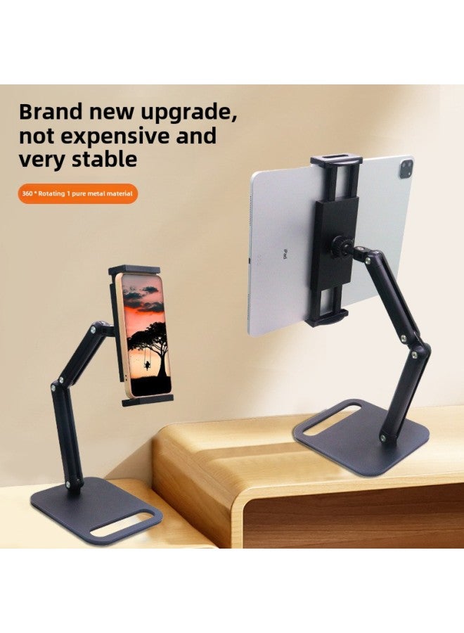 Portable Display 3-section Bracket Carbon Steel Desktop Mobile Phone Bracket Live Special Tablet Computer Bracket-Color:Black Folding 】  - Image 3