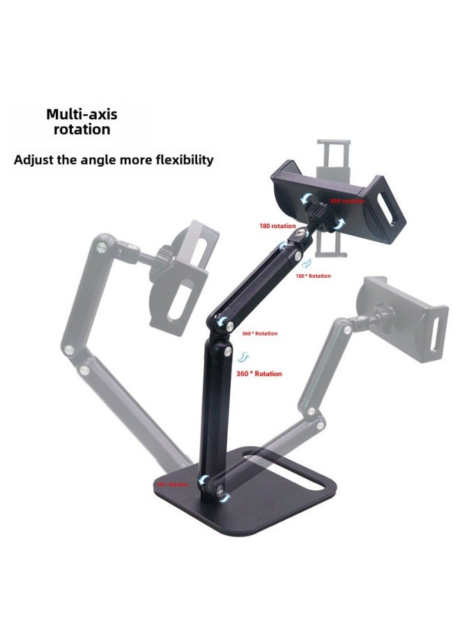 Portable Display 3-section Bracket Carbon Steel Desktop Mobile Phone Bracket Live Special Tablet Computer Bracket-Color:Black Folding 】  - Image 5
