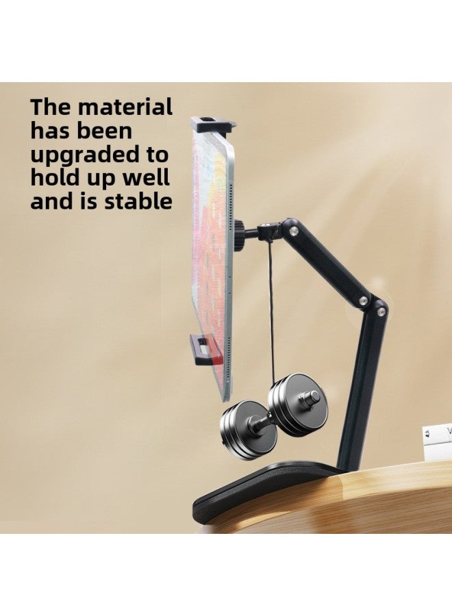 Portable Display 3-section Bracket Carbon Steel Desktop Mobile Phone Bracket Live Special Tablet Computer Bracket-Color:Black Folding 】  - Image 2