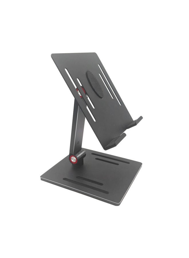 Portable Display 3-section Bracket Carbon Steel Desktop Mobile Phone Bracket Live Special Tablet Computer Bracket-Color:Black Folding 】  - Image 1