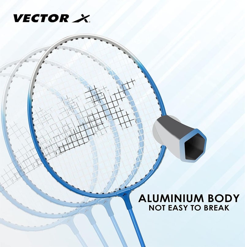 Vector X VXB-140 Aluminium Badminton Racket Set with 3 Pieces Nylon Shuttles - Image 5