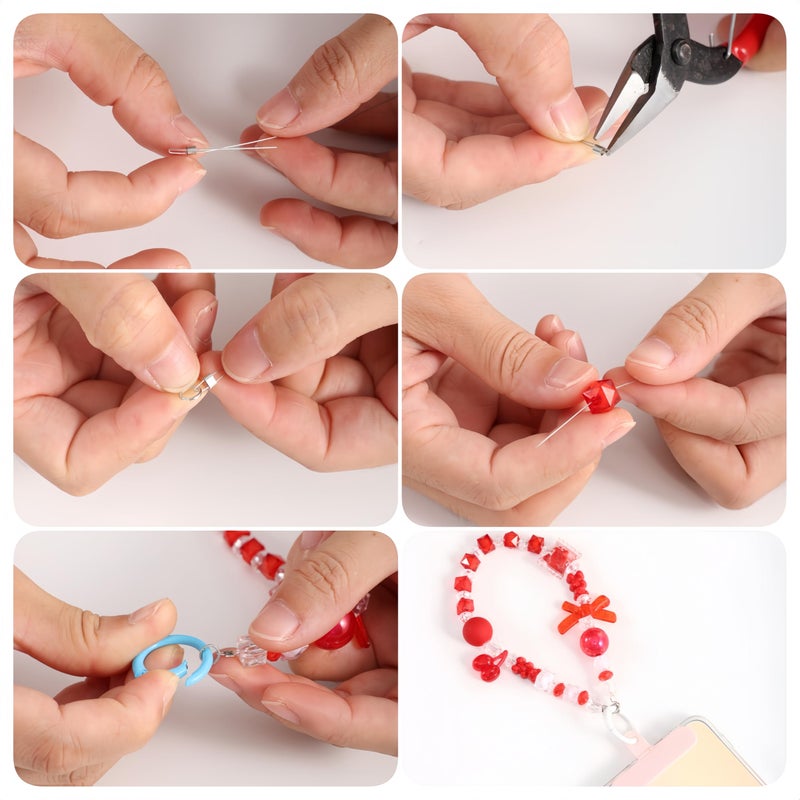 nikkiGuo 320 Piece Acrylic Bead Jewelry Making kit - Transparent Candy Colored Beads, Mixed Shape Heart-Shaped Star Flowers, 8mm/10mm/20mm, Keychain, Phone Chain DIY Craft Jewelry - Image 4