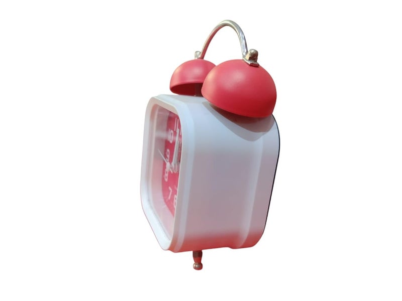Square Shaped Rose Red Twin Bell Analog Table Alarm Clock with Night Led Light Extra Loud Alarm Clock NonTicking Quartz Metal Frame Body Battery Powered 11cm45cm for Loved Ones - Image 3
