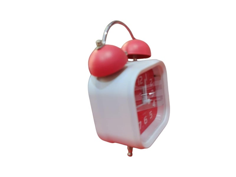 Square Shaped Rose Red Twin Bell Analog Table Alarm Clock with Night Led Light Extra Loud Alarm Clock NonTicking Quartz Metal Frame Body Battery Powered 11cm45cm for Loved Ones - Image 2