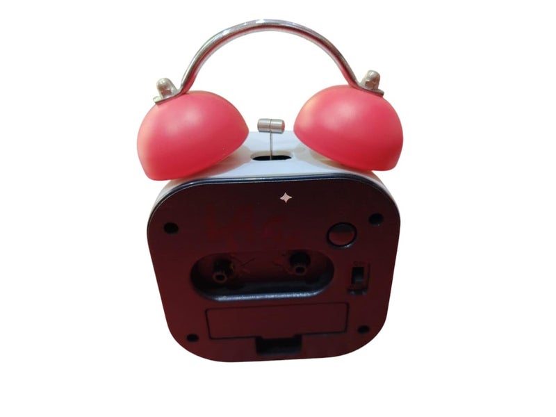 Square Shaped Rose Red Twin Bell Analog Table Alarm Clock with Night Led Light Extra Loud Alarm Clock NonTicking Quartz Metal Frame Body Battery Powered 11cm45cm for Loved Ones - Image 5