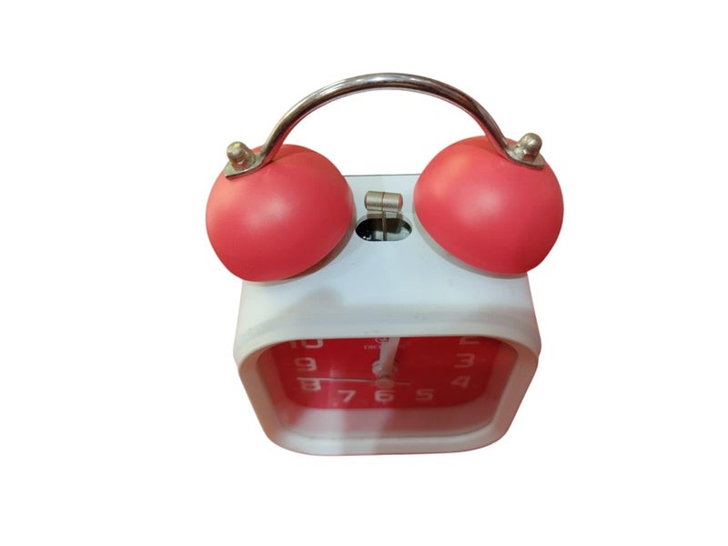 Square Shaped Rose Red Twin Bell Analog Table Alarm Clock with Night Led Light Extra Loud Alarm Clock NonTicking Quartz Metal Frame Body Battery Powered 11cm45cm for Loved Ones - Image 4