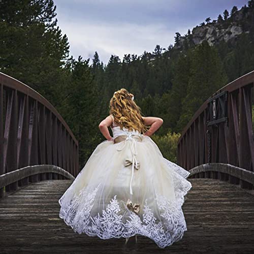 WDE Princess Champagne Long Girls Pageant Dresses Kids Prom Puffy Tulle Ball Gown US 2 - Image 3