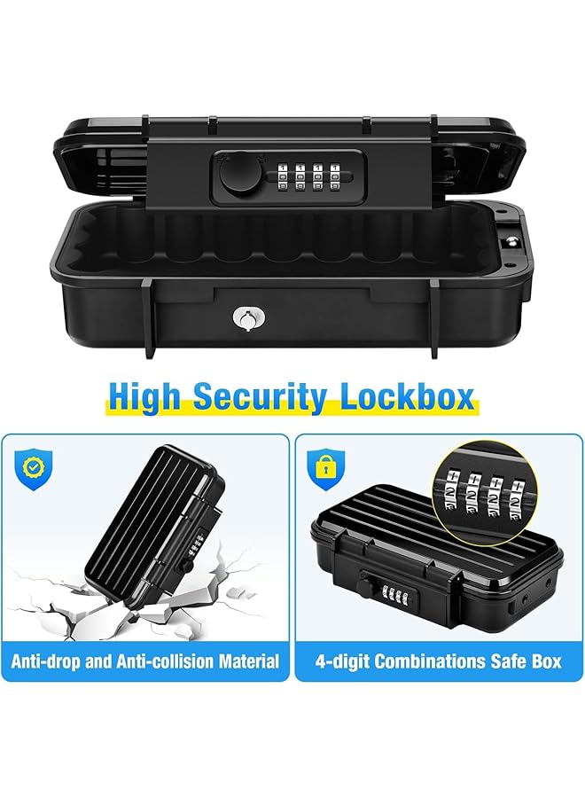 erorex Portable Safe Waterproof Anti Theft Beach Travel Safe Combination Security Lock Box With Detachable Wire Rope Portable Lock Box Suitable For Dormitories Hotels Offices Cars Black - Image 2