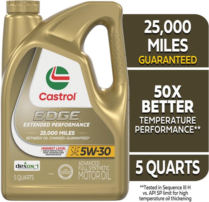 Castrol EDGE Extended Performance 5W-30 Advanced Full Synthetic Motor Oil, 5 Quart - Image 2