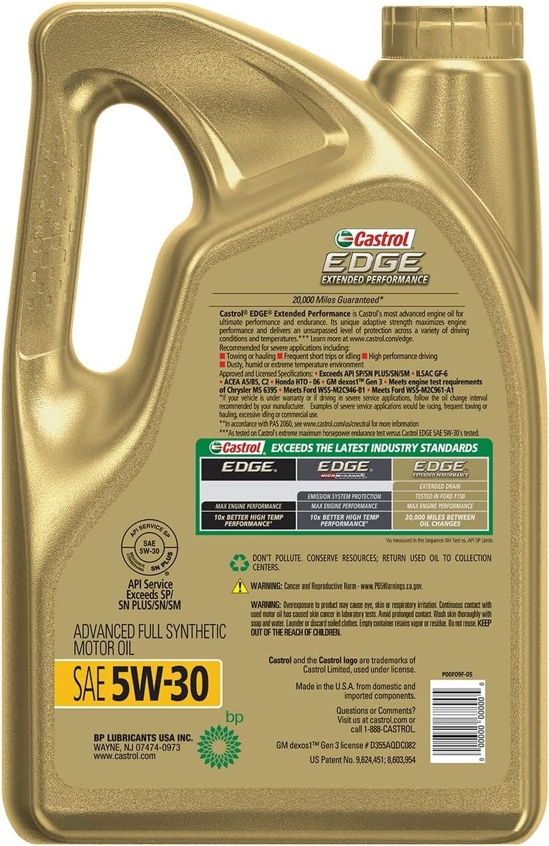 Castrol EDGE Extended Performance 5W-30 Advanced Full Synthetic Motor Oil, 5 Quart - Image 4
