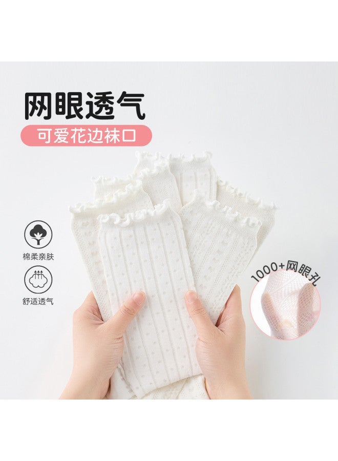Fenton Long Staple Cotton  Women's Student Calf Socks With Sweet Scalloped Edges, Highly Elastic And Breathable Cotton Socks For Girls - Image 5
