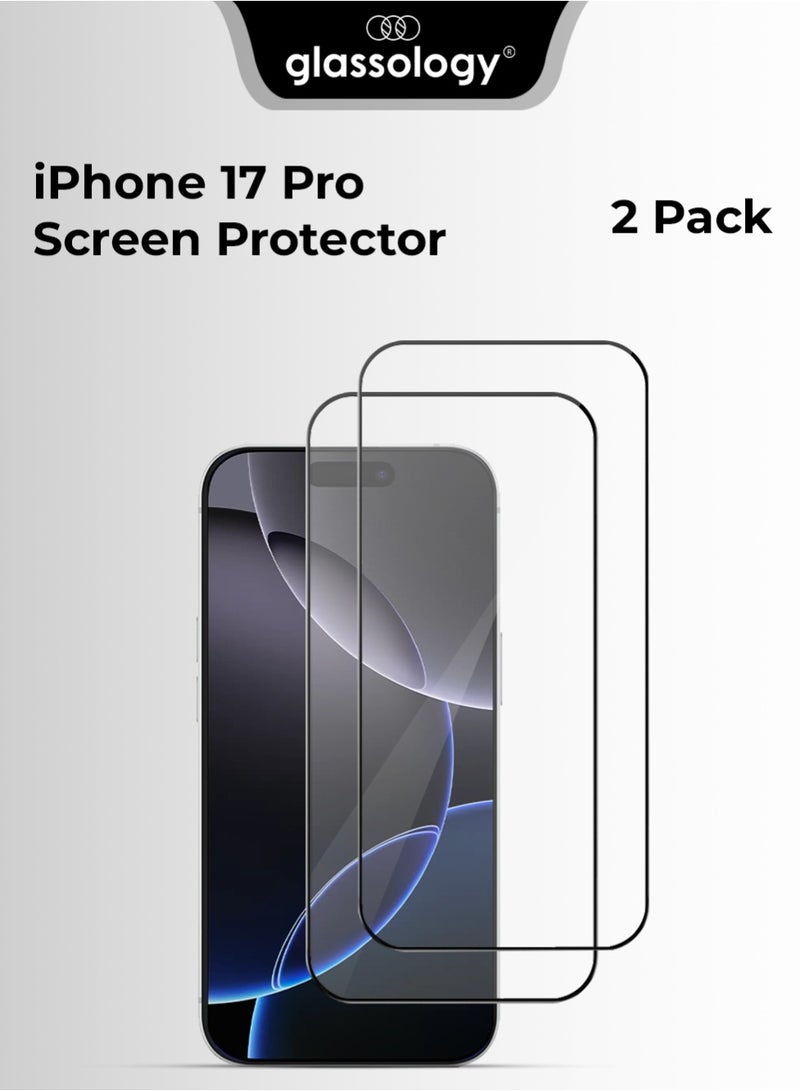 glassology iPhone 17 Pro Screen Protector – 9H Heavy-duty Tempered Glass, Edge-to-Edge Shield, Ultra HD Clarity, Anti-Fingerprint, Scratch Resistant, Easy Install Frame, Case-Friendly Design  (2-Pack) - Image 1