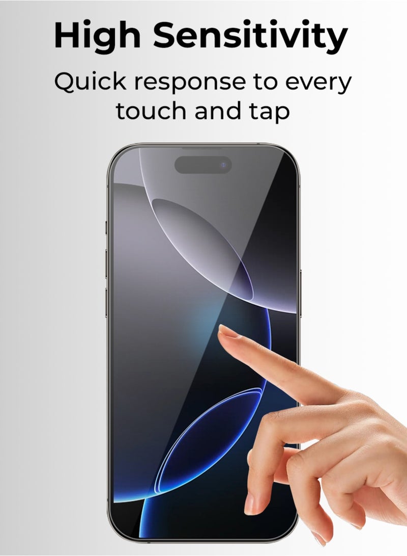 glassology iPhone 17 Pro Screen Protector – 9H Heavy-duty Tempered Glass, Edge-to-Edge Shield, Ultra HD Clarity, Anti-Fingerprint, Scratch Resistant, Easy Install Frame, Case-Friendly Design  (2-Pack) - Image 3