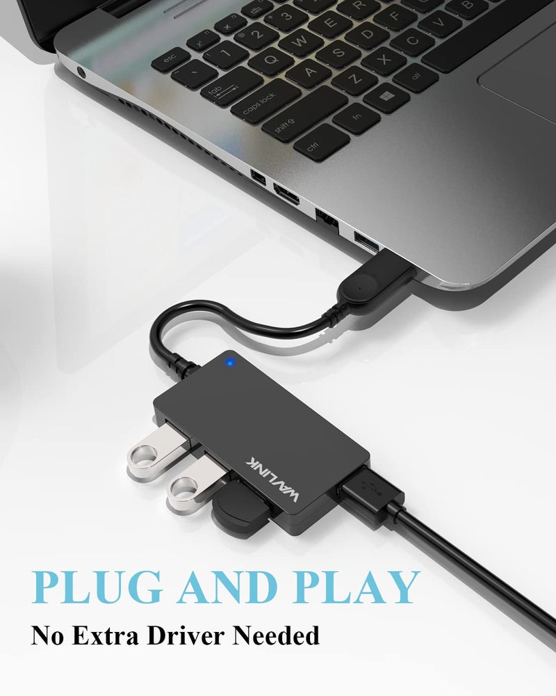 WAVLINK 4 Port USB 3.0 5Gbps Hub,USB Extension and Splitter with LED Indicator,Super Speed Transfer for Laptop - Image 5