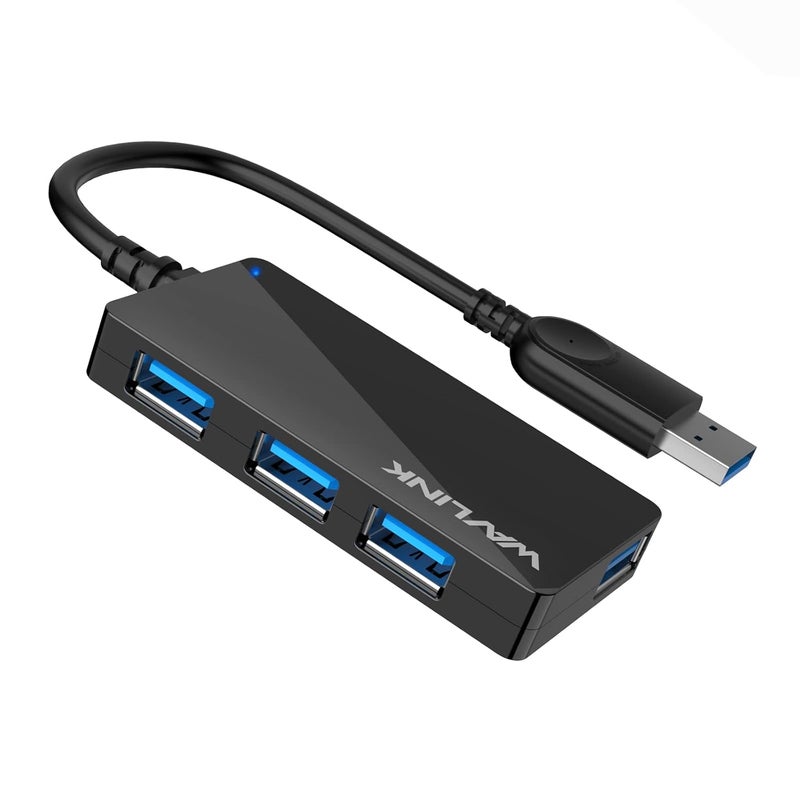 WAVLINK 4 Port USB 3.0 5Gbps Hub,USB Extension and Splitter with LED Indicator,Super Speed Transfer for Laptop - Image 1