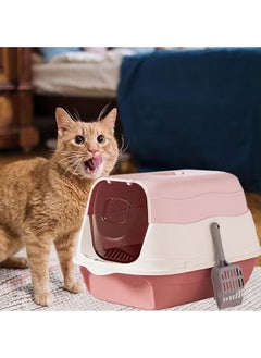 Generic Cat litter box with lid, enclosed cat toilet, removable cat litter box with front door, pet accessories that can isolate odors and prevent cat litter from splashing, suitable for kittens (pink)  - Image 3
